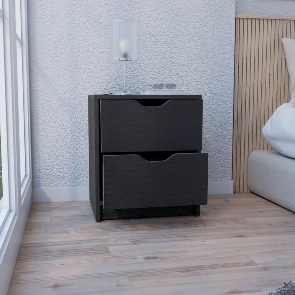 2 Drawers Nightstand, End Table, Side Table Pull Out System,for Small Spaces