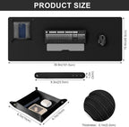 DAWNTREES Dual Sided Desk Mat,Leather Desk Pad,Black 40"x16",Cork Desk Mat Protector,with PU Leather Valet Tray Organizer,Large Mouse Pad,Desk Writing Pad for Office and Home