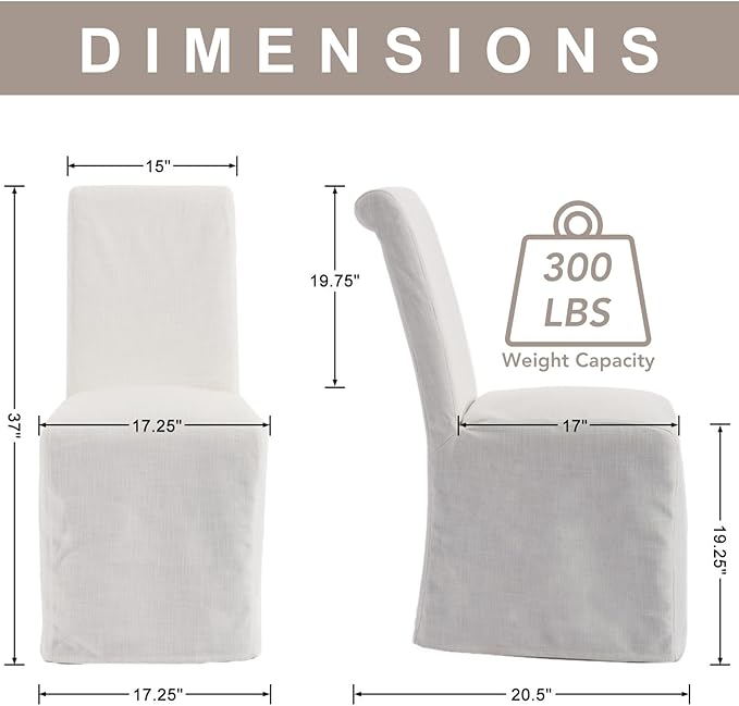 chairus Slipcovered Parsons Dining Chairs Set of 6, Upholstered Dining Room Chairs with Removable Linen Cover & High Back, Modern Farmhouse Wooden Side Kitchen Chairs, Beige