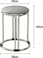 Waiting Room Chair, Round Stool, Dining Chairs, Stackable Kitchen Stools, Metal Frame, for Small Spaces Home Bedroom Study(Light Gray,Silver Chair Legs)