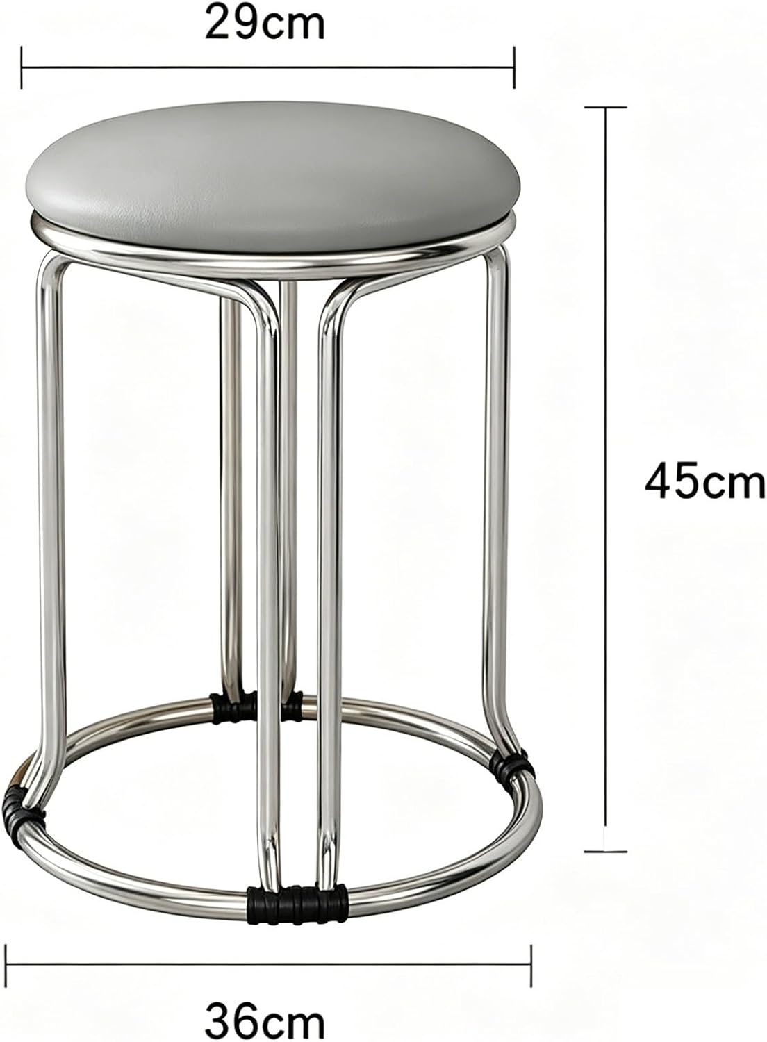 Waiting Room Chair, Round Stool, Dining Chairs, Stackable Kitchen Stools, Metal Frame, for Small Spaces Home Bedroom Study(Light Gray,Silver Chair Legs)