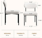 HOMMPA Dining Chairs Set of 4 Boucle Upholstered Kitchen Chairs with Curved Backrest Modern Dinner Chair with Metal Legs for Dining Room Living Room Vanity White