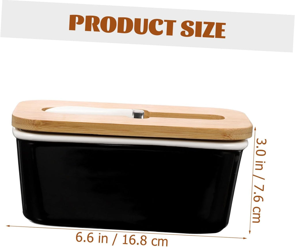 Healifty Ceramic Butter Box with Cutter Airtight Lid Butter Keeper Container for Kitchen Preservation