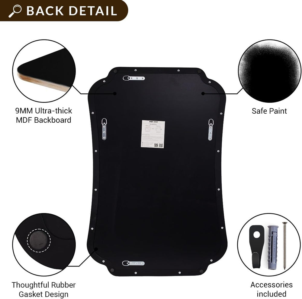 ANDY STAR Bathroom Vanity Mirror, 24x36 Matte Black Rectangle Mirror with Sca...