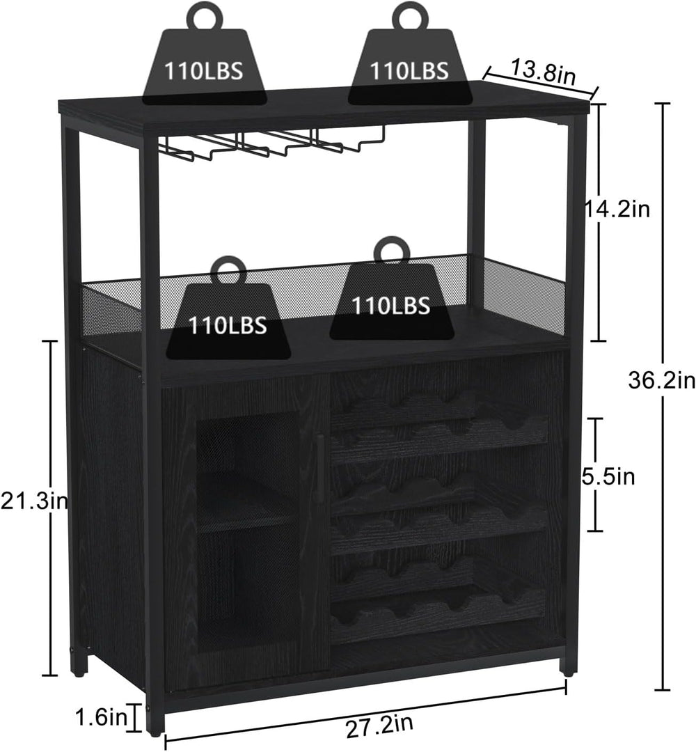 GAOMON Coffee Wine Bar Cabinet with Storage and Detachable Rack | Farmhouse S...