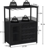 GAOMON Coffee Wine Bar Cabinet with Storage and Detachable Rack | Farmhouse Sideboard and Buffet Cabinet with Glass Holder and Mesh Door, Liquor Coffee Bar Cupboard, Black