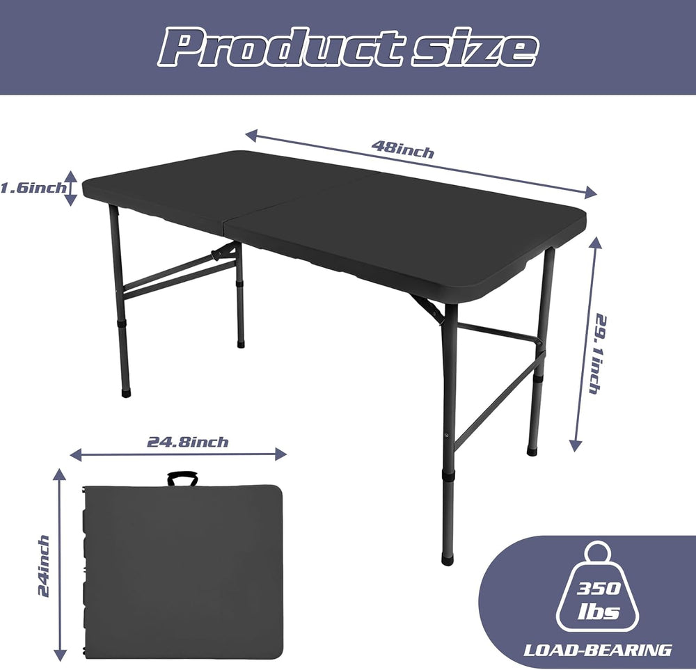 Camp Field 4 FT Plastic Folding Table, Portable Heavy Duty Indoor Outdoor | 4...