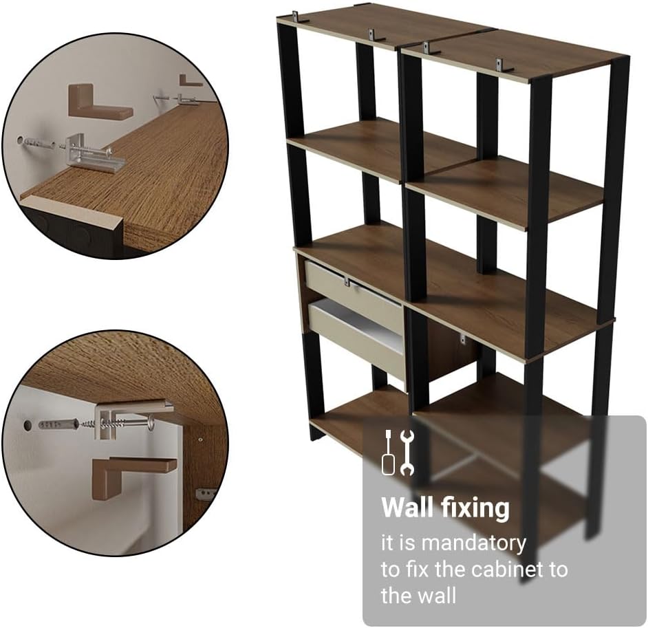 Madesa Kitchen Pantry Storage Rack with 2 Drawers and Open Shelves 51" L...