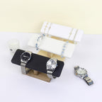 Wooden Watches Display Stands Base Watch Necklace Bracelet Organizer Rack Bangle Scrunchie Headband Showcase Stands Exterior Velvet Black