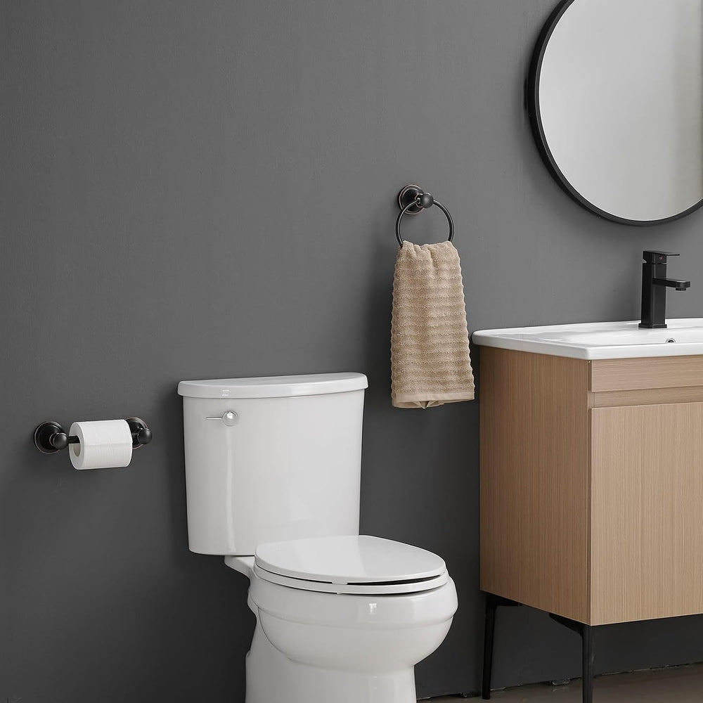 Pivoting Toilet Paper Holder and Hand Towel Ring, Oil Rubbed Bronze