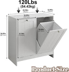 Double Tilt Out Laundry Hamper Cabinet with 2 Baskets, Laundry Cabinet, White, 12.99" D×25.98" W×26.81" H, 2 × 5.9 Gallon