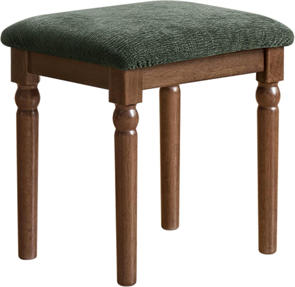 YESWOOD Small Vanity Stool Chair, Solid Wood Stool, Removable Seat Cushion, F...