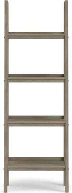 SIMPLIHOME Sawhorse SOLID WOOD 24 Inch Modern Industrial Ladder Shelf in Distressed Grey, For the Living Room, Study Room and Office