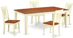 East West Furniture QUPL5-WHI-W 5 Piece Modern Dining Table Set Includes a Rectangle Wooden Table with Butterfly Leaf and 4 Dining Chairs, 40x78 Inch, Buttermilk & Cherry