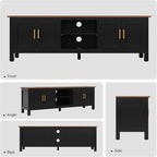 ARTPOWER 63 Inch TV Stand for Living Room TVs up to 75", Farmhouse Entertainment Center with Storage, Black TV Console with Cabinet, Under TV Cabinet for Bedroom