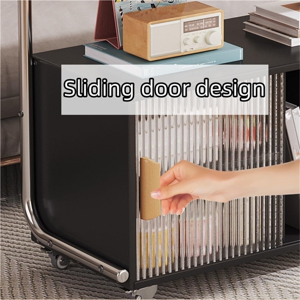 Modern Rolling Side Table End Table with Storage 360° Rollers Movable Night S...