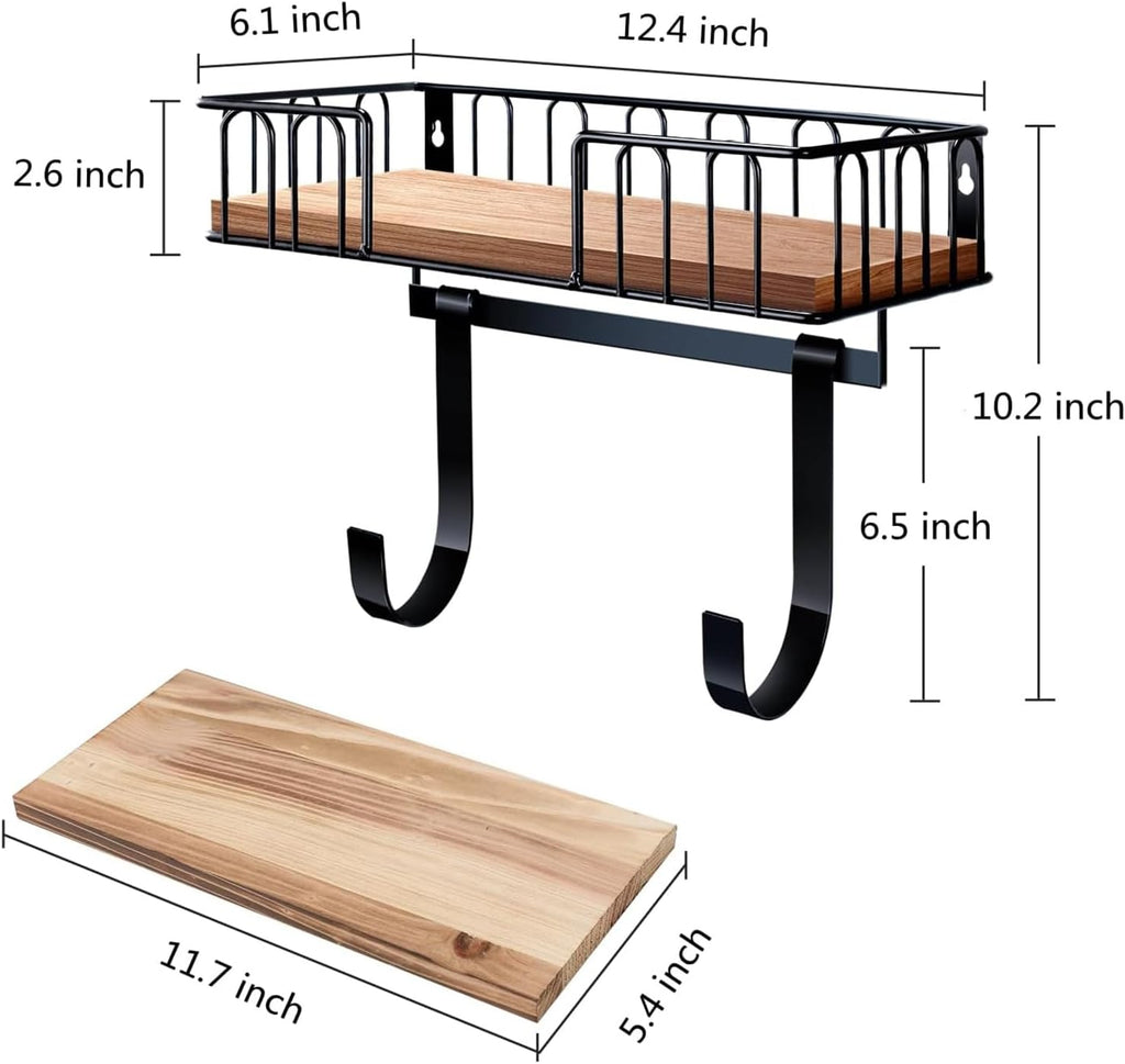 TJ.MOREE Ironing Board Hanger Metal Wall Mount Iron and Ironing Board Holder, Laundry Room Decor and Storage with Large Storage Black
