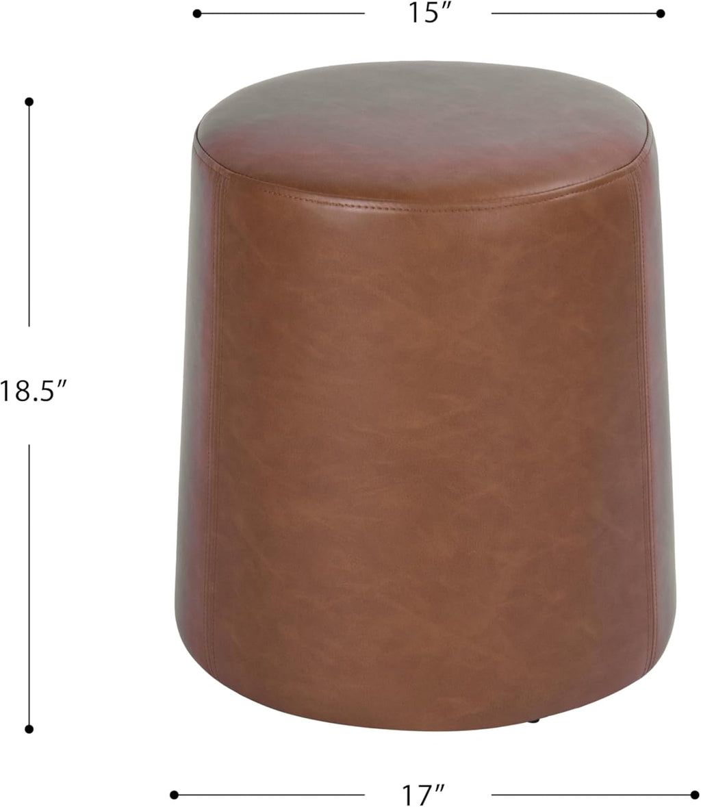 HomePop 17" Organic Shape Ottoman - Chestnut Faux Leather