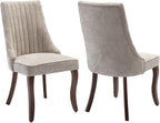 Dining Chairs Set of 2,Comfy Fabric Upholstered Accent Chairs for Kitchen Living Room,Channel Tufted Dining Room Chairs with Curved Solid Wood Legs(Beige)