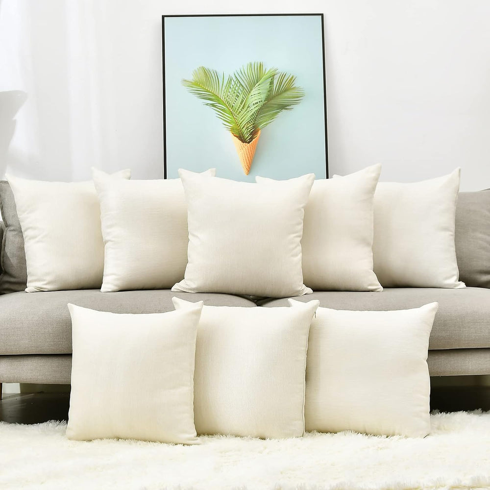 Pack 8 Linen Throw Pillow Covers Set Cushion Case for Sofa Bedroom Car, Blank...