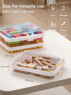 CoiiJoii Zippered Pouch Hard, Clear Zippered Hard Pouch, Stackable Storage Bins, Portable Clear Bin Zipper (White, Large-6pcs)