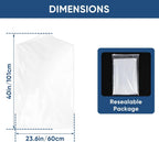 50 Pack 23.6"x40" Garment Bags for Hanging Clothes, Thick Clear Plastic Dry Cleaning Covers for Closet Storage & Travel