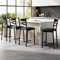 GarveeHome Bar Stools Set of 4, Counter Height Bar Chairs with Back and Thick Cushion, Upholstered Dining Chairs with Padded Seat, Barstools for Kitchen Island, Bar, Dining Room, Modern Black