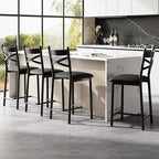 GarveeHome Bar Stools Set of 4, Counter Height Bar Chairs with Back and Thick Cushion, Upholstered Dining Chairs with Padded Seat, Barstools for Kitchen Island, Bar, Dining Room, Modern Black