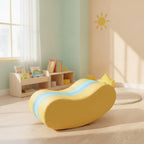 DYNWAVE Children Sensory Rocker Rocking Boat Toy Chair Comfortable Padding Wood Frame PU Leather Easy Care Compact Size Suitable for Kids Activity Corners Daycare playrooms Areas
