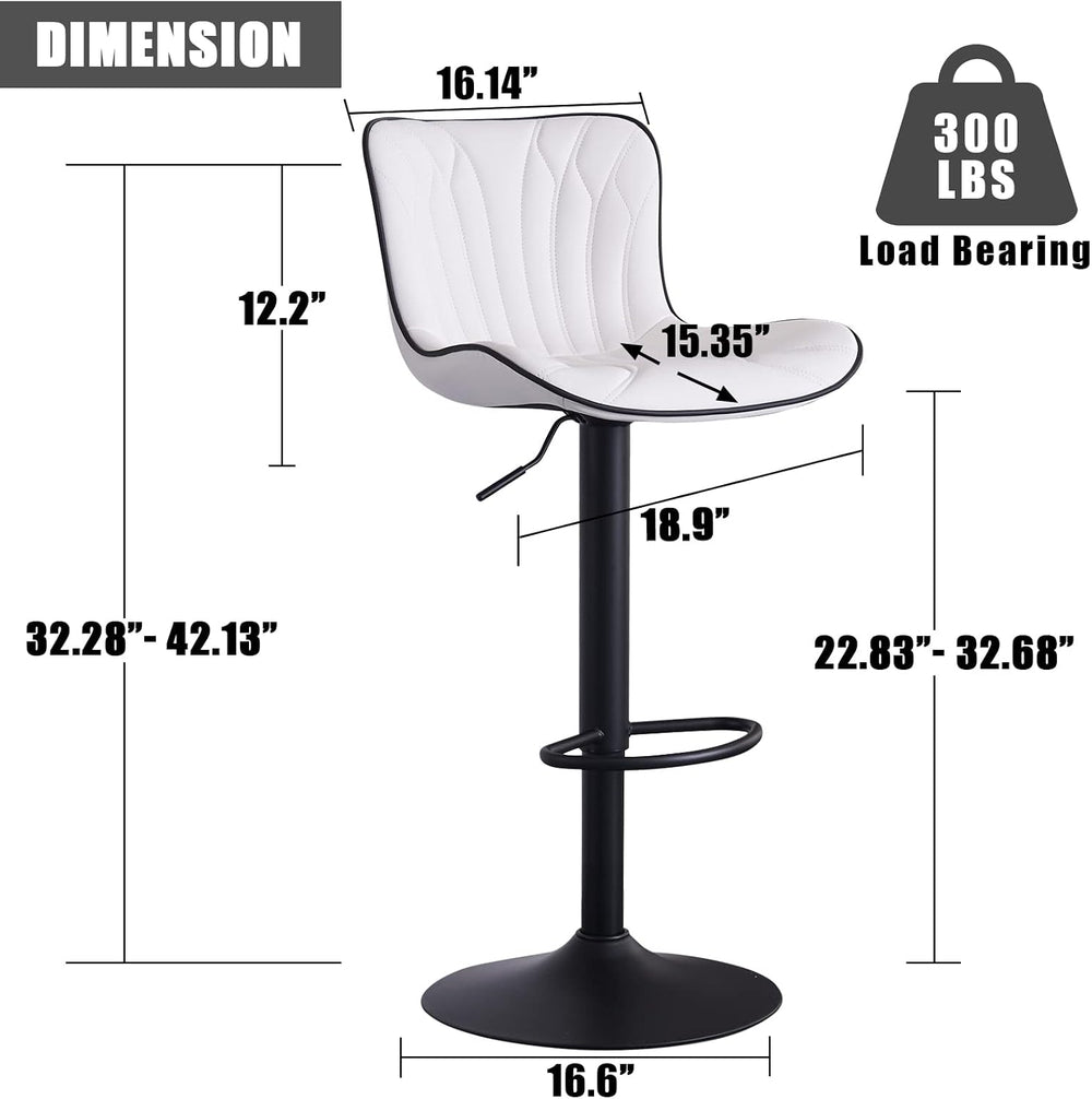YOUNIKE White Bar Stools Set of 2 Modern Kitchen Counter Height Bar Chair wit...