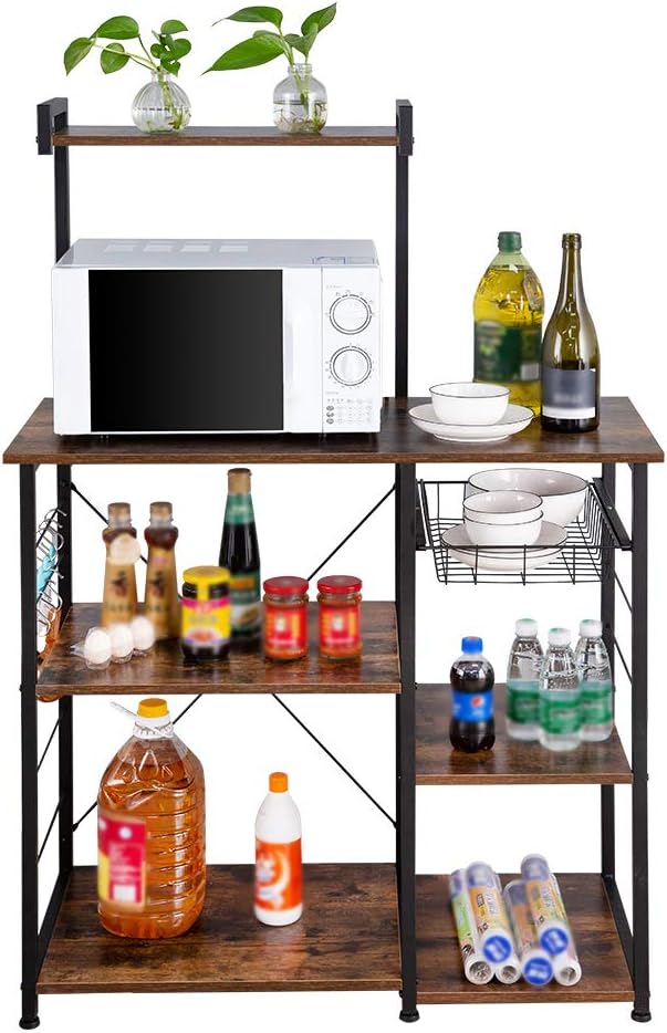 Microwave Stand with Cabinet Hutch for Kitchen with Storage Kitchen Backer Rack and Shelves for Storage Kitchen Storage Organizer