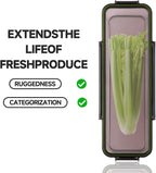 Celery Keeper for Refrigerator, Celery Storage Container with Lid, BPA-Free Long Plastic Fridge Storage Container for Fresh Celeries, Easy to Clean and Leak Proof, Food Storage Bins for Kitchen