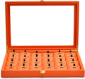 Oirlv Premium Leather Jewelry Tray with 24 Grid Removable Jewelry Cards Necklace Organizer Box with Transparent Acrylic Lid Necklace Pendant Display Case