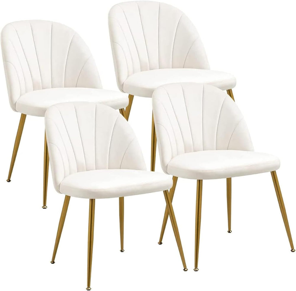 Velvet Dining Chairs Set of 4, Mid-Century Modern Upholstered Kitchen Chair w...