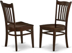 East West Furniture HBGR3-MAH-W 3 Piece Dining Room Table Set Contains a Round Kitchen Table with Pedestal and 2 Dining Chairs, 42x42 Inch, Mahogany
