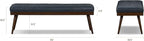 Poly & BARK 55" Tufted Leather Bed Bench for Bedroom End of Bed - Living Room Entry Way Bench - Pure Italian Leather Upholstery with a Solid Wood Frame - Ottoman Bench with Wooden Legs - Deepsky Blue