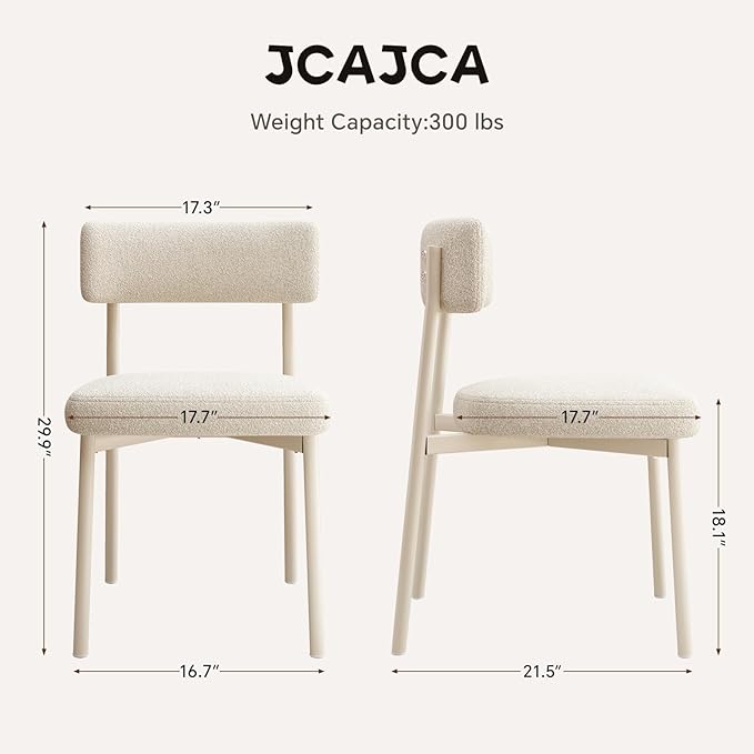 Dining Chair Set of 2 Upholstered Chairs for Kitchen Dining Room Mid Century Modern Table Chairs for Waiting Living Room, White