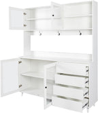 ZeHuoGe 63" W Large Kitchen Hutch Cabinet, Freestanding Pantry Cabinets Storage Kitchen Cupboard with 4 Doors, 4 Drawers & Microwave Shelf (White)