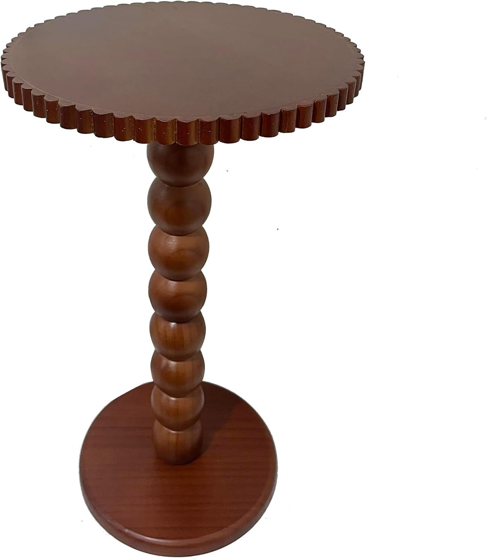 Slot Edge Round Side Table - Small Space Accent Table w/Solid Wood Leg - 12&q...