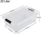 Gloreen 20 Quart Lidded Storage Bins with Wheels, Clear Plastic Under Bed Storage Boxes, 3 Pack
