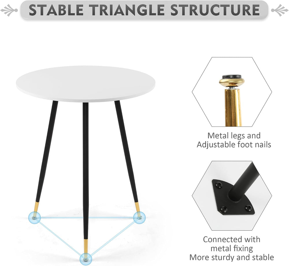 NOBPEINT Round Modern Wooden Side Table, 28 Inches End Table with 3 Metal Leg...