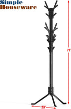 Simple Houseware Standing Coat and Hat Hanger Organizer Tree Shaped Rack for Entryway, Bedroom, and Hallway, 18 Hooks, Black