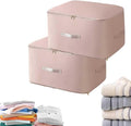 2PCS Ultra Space Saving Self Compression Organizer,Dustproof And Moisture-Proof Compression Storage Bag For King/Queen Comforters, Pillows, Bedding/Quilt, Blanket, Duvet (Pink, Large)