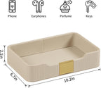 Valet Tray Organizer Keay Bowl Catchall Tray Nightstand Organizer | PU Leather, Brass Accents Block, Soft Lining, Larger Size, Waterproof And Stain-Resistant