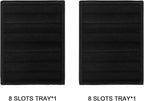 Frebeauty Small Jewelry Tray Set,Velvet Ring Organizer,Stackable Jewelry Organizer Tray,Mini Jewelry Drawer Organizer,4.92 x 3.74 x 0.9 Inches,7 Slots Ring Tray for Women (Set 2,Black)