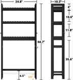 Homykic Bamboo Over The Toilet Storage Shelf, 3-Tier Above Toilet Storage Organizer Rack with 3 Hooks, Freestanding Bathroom Tower Shelf Unit for Small Space, No Rust, Easy to Assemble, Black