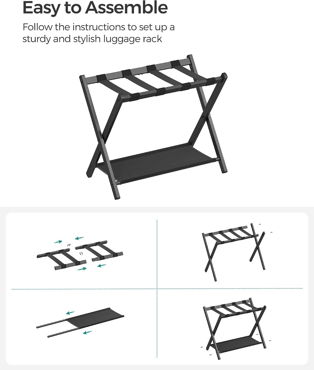 SONGMICS Luggage Racks for Guest Room, Set of 2, Suitcase Stand with Storage ...