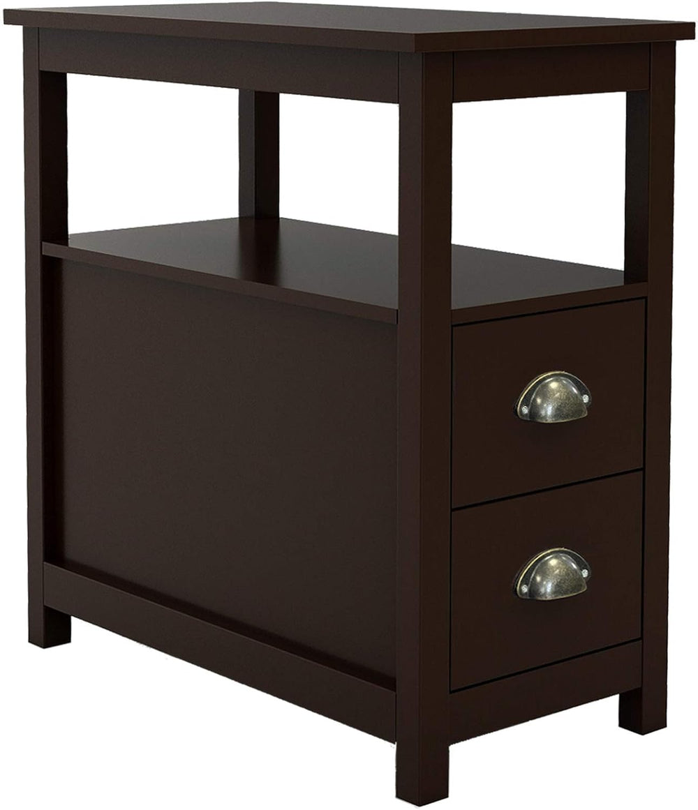 23.6" x 11.8" x 24.0" MDF End Table with Two Drawers and Open ...
