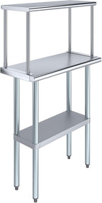 AmGood Stainless Steel Work Table with Wide Single Tier Overshelf | Metal Kitchen Prep Table & Shelving Combo (14" x 30" Work Table + 12" Overshelf), AMG-WT-1430+SOS-1230