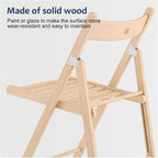 Home Wooden Folding Chairs, Foldable Wood Kitchen Solid Wood Frame, Max Load 242 Lbs, No Assembly Easy(White)